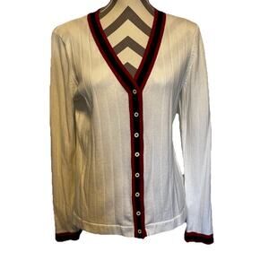 Liz Claiborne VTG Cardigan Sweater Preppy Tennis Country Club Classic American